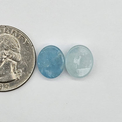 Aquamarine Silica Cabochon pair