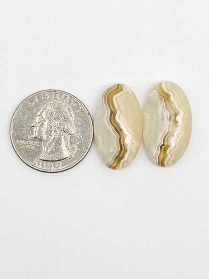 Mexican Crazy Lace Agate Pair Cabochons