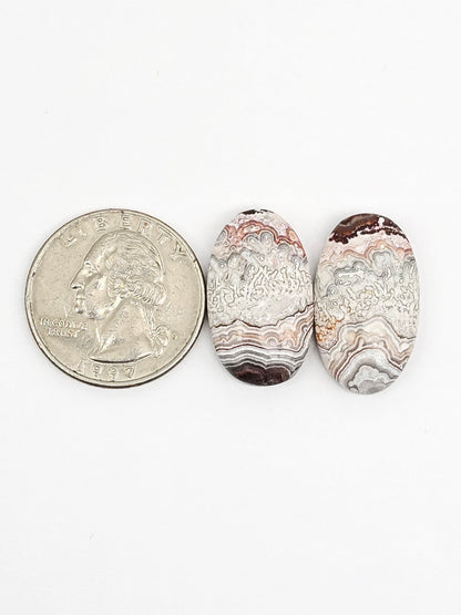 Mexican Crazy Lace Agate Pair Cabochons