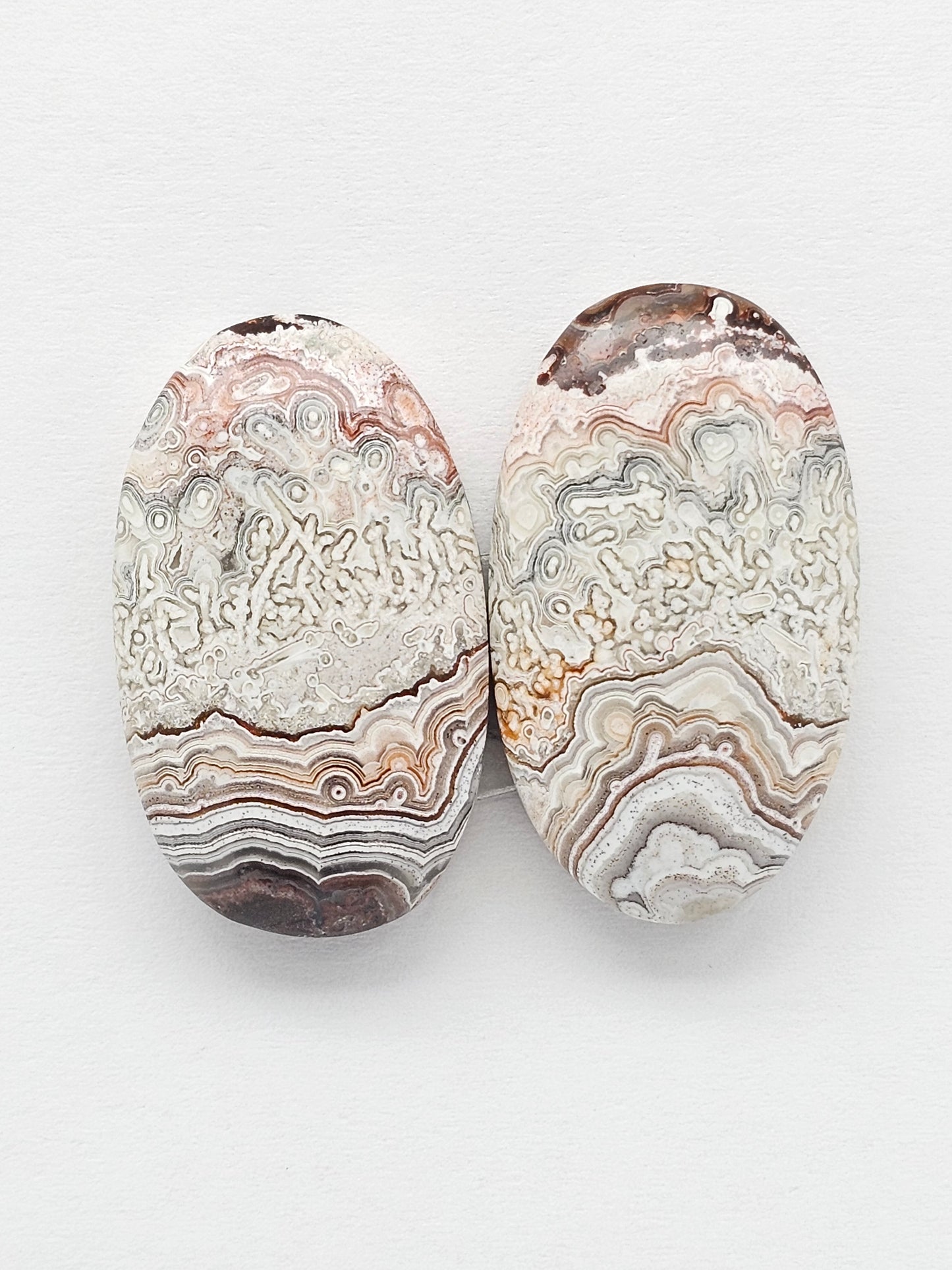 Mexican Crazy Lace Agate Pair Cabochons