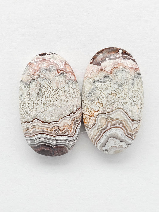 Mexican Crazy Lace Agate Pair Cabochons