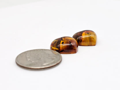 Amber Heart Cabochon Pair