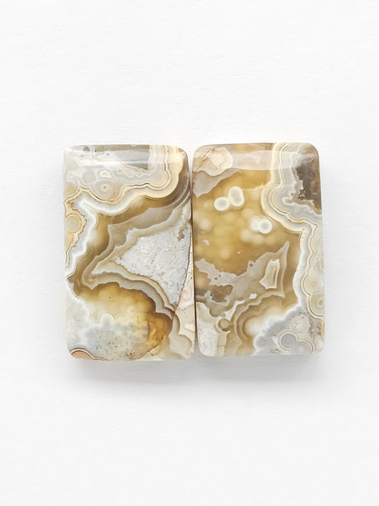 Mexican Crazy Lace Agate Pair Cabochons