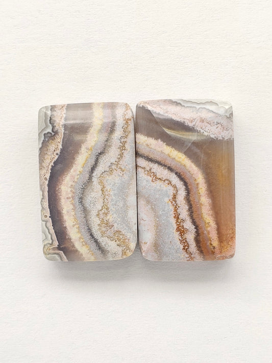 Mexican Crazy Lace Agate Pair Cabochons