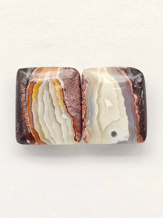Mexican Crazy Lace Agate Pair Cabochons