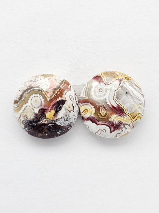 Mexican Crazy Lace Agate Pair Cabochons