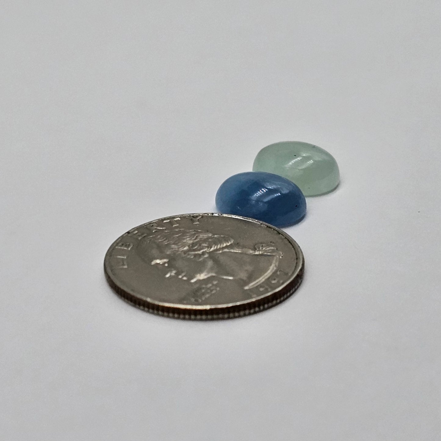 Aquamarine Silica Cabochon pair