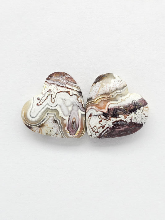 Mexican Crazy Lace Agate Pair Cabochons