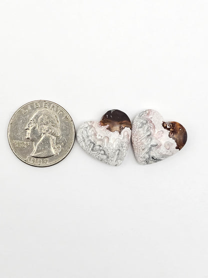 Mexican Crazy Lace Agate Pair Cabochons