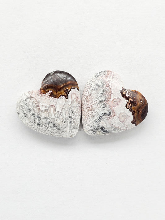 Mexican Crazy Lace Agate Pair Cabochons