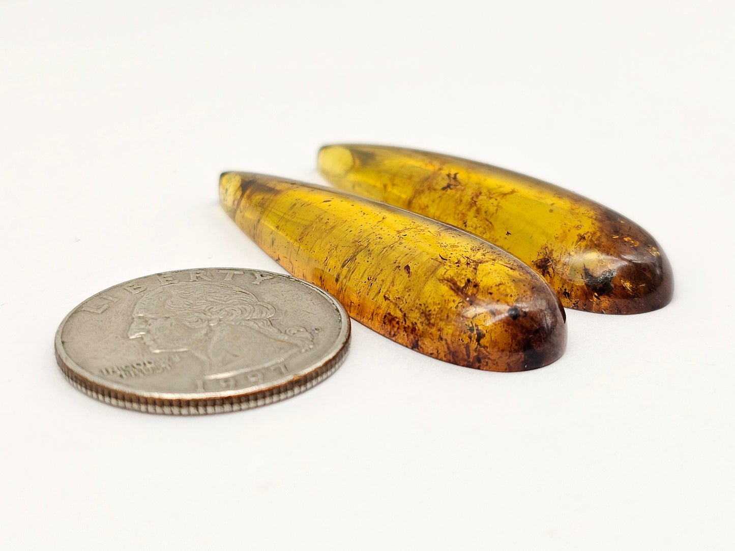 Amber Cabochon Pair
