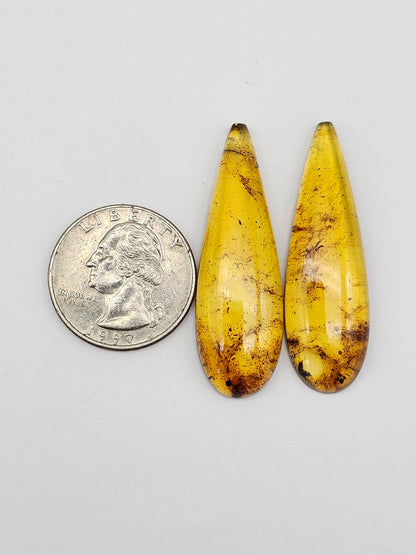 Amber Cabochon Pair