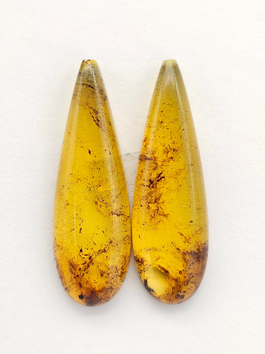Amber Cabochon Pair