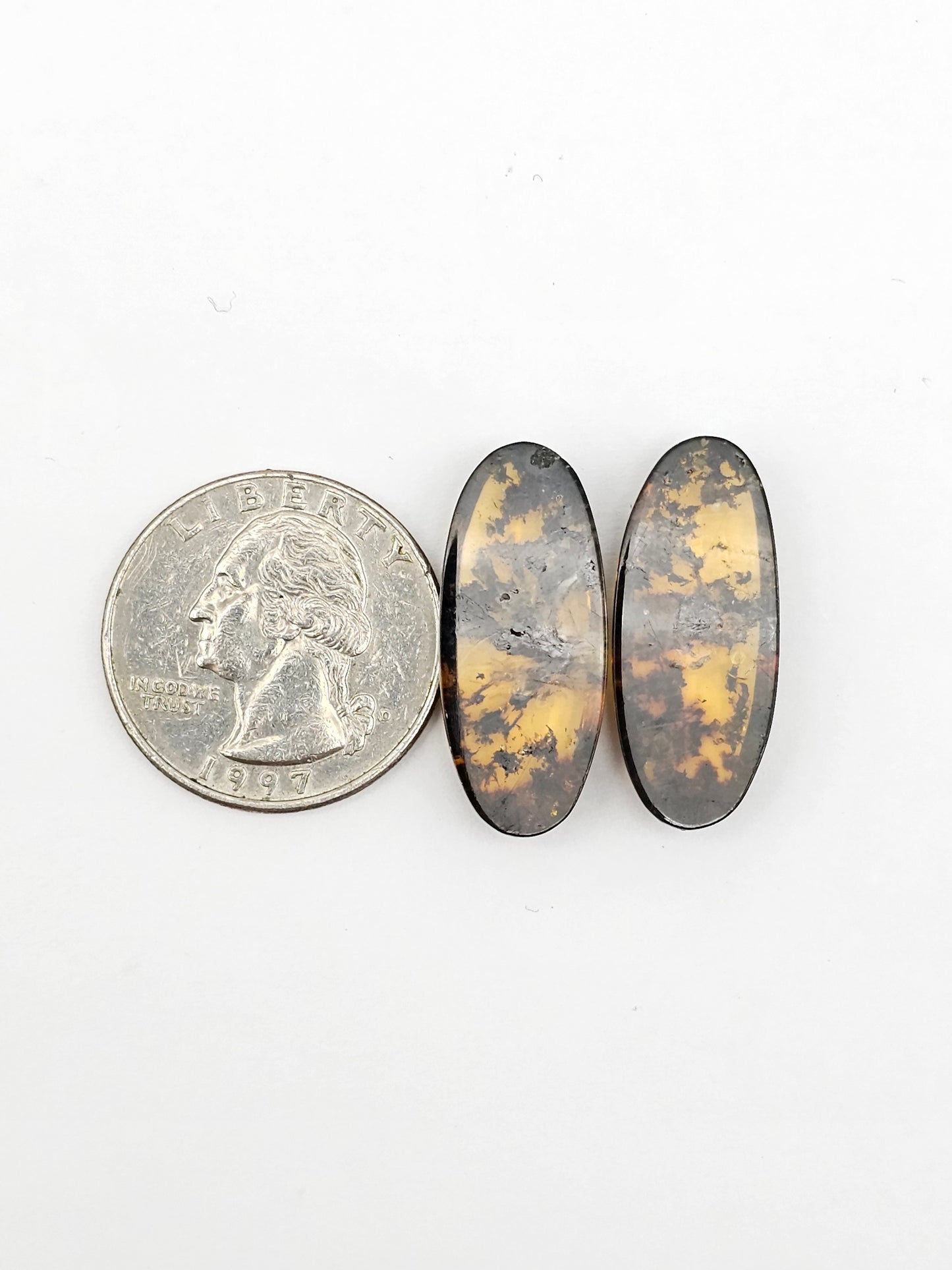 Amber Cabochon Pair