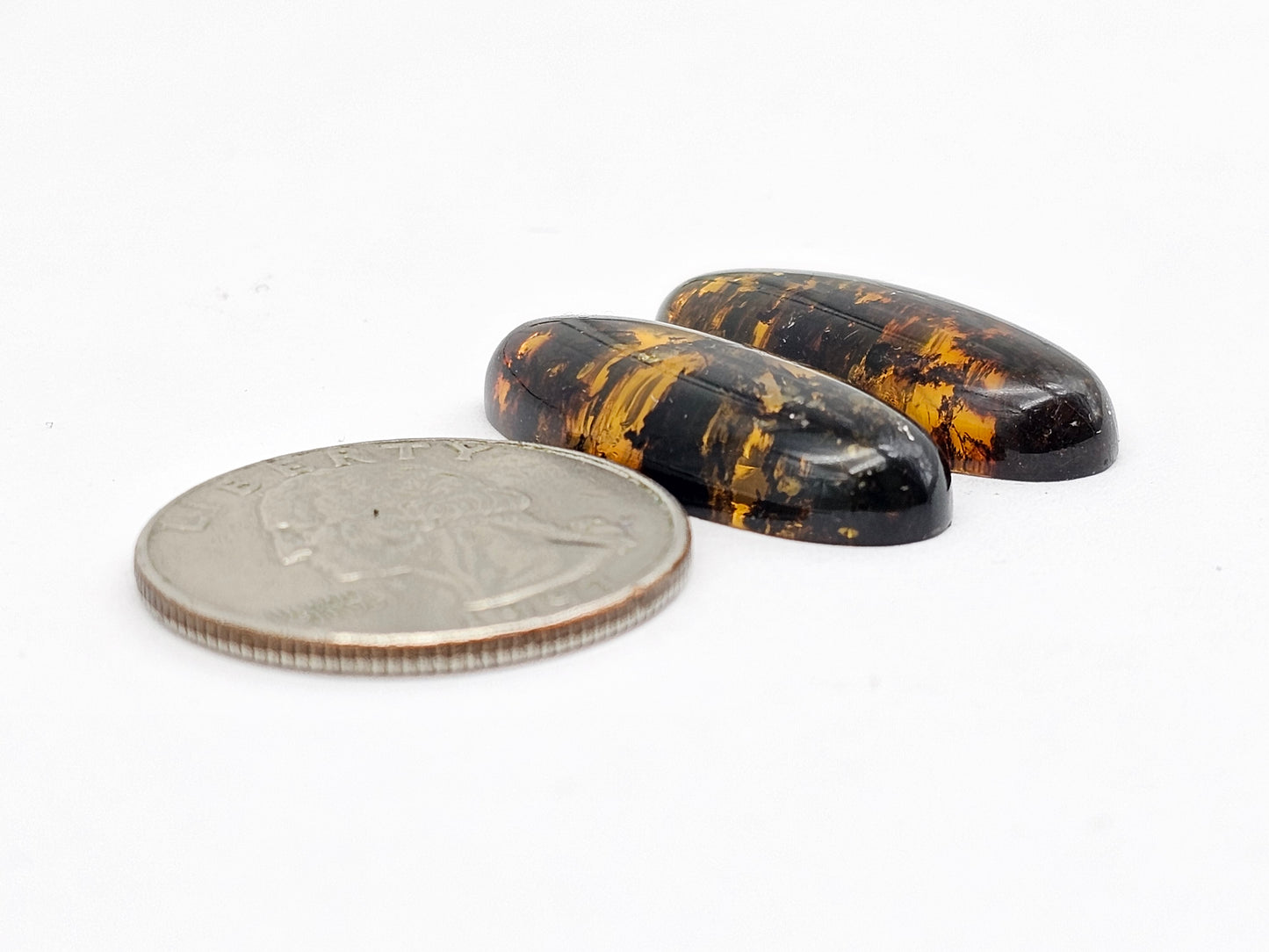 Amber Cabochon Pair