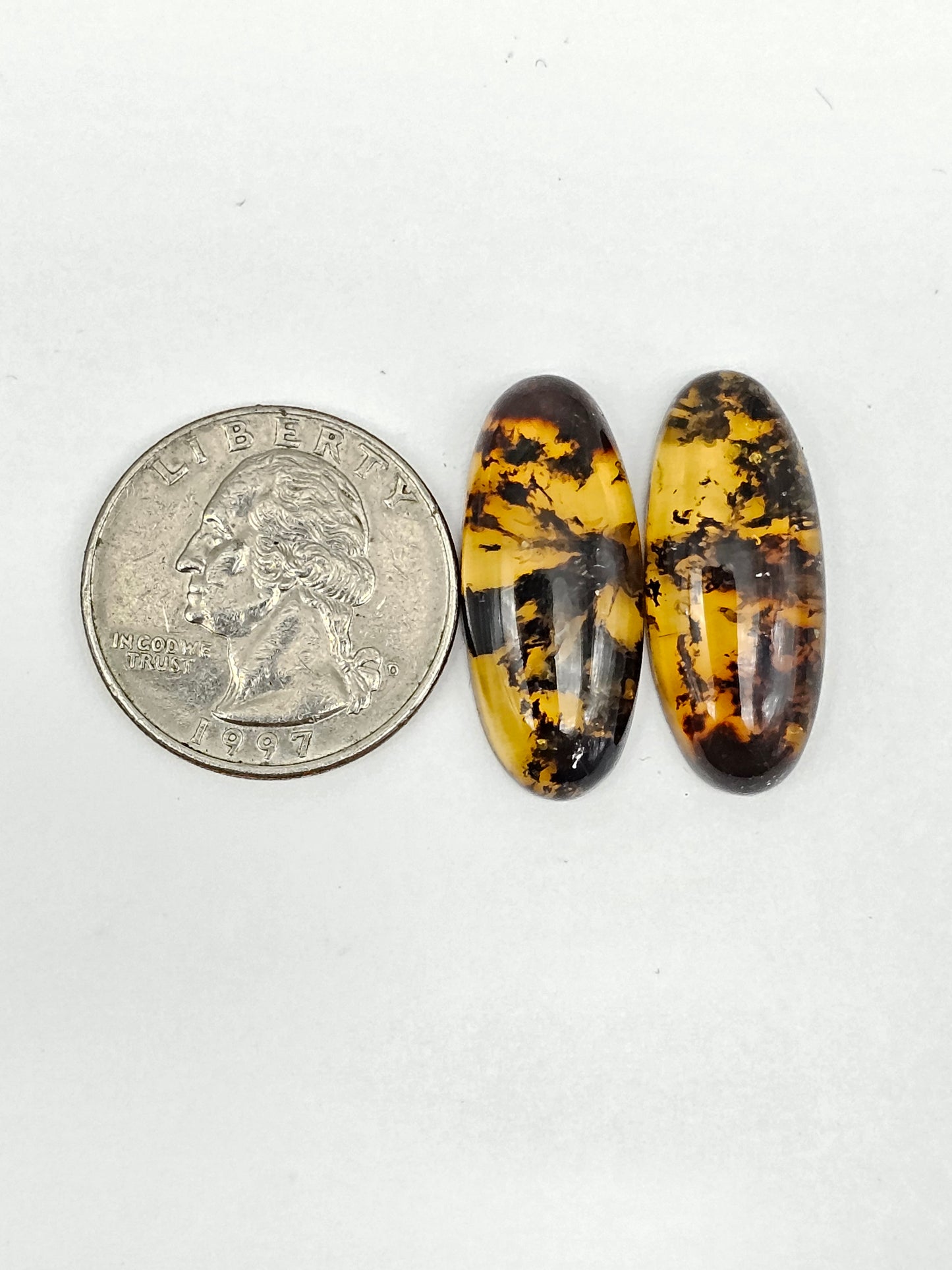 Amber Cabochon Pair