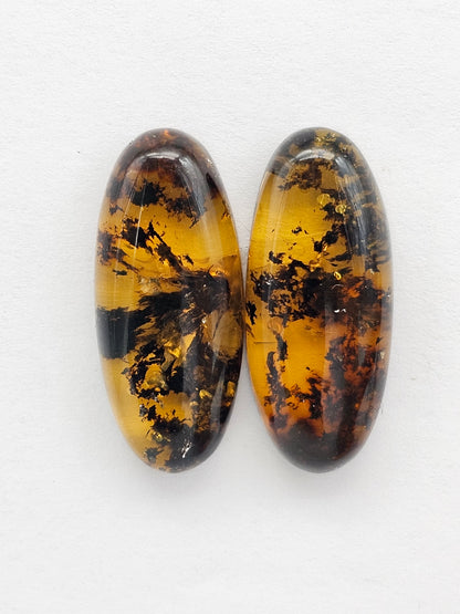 Amber Cabochon Pair