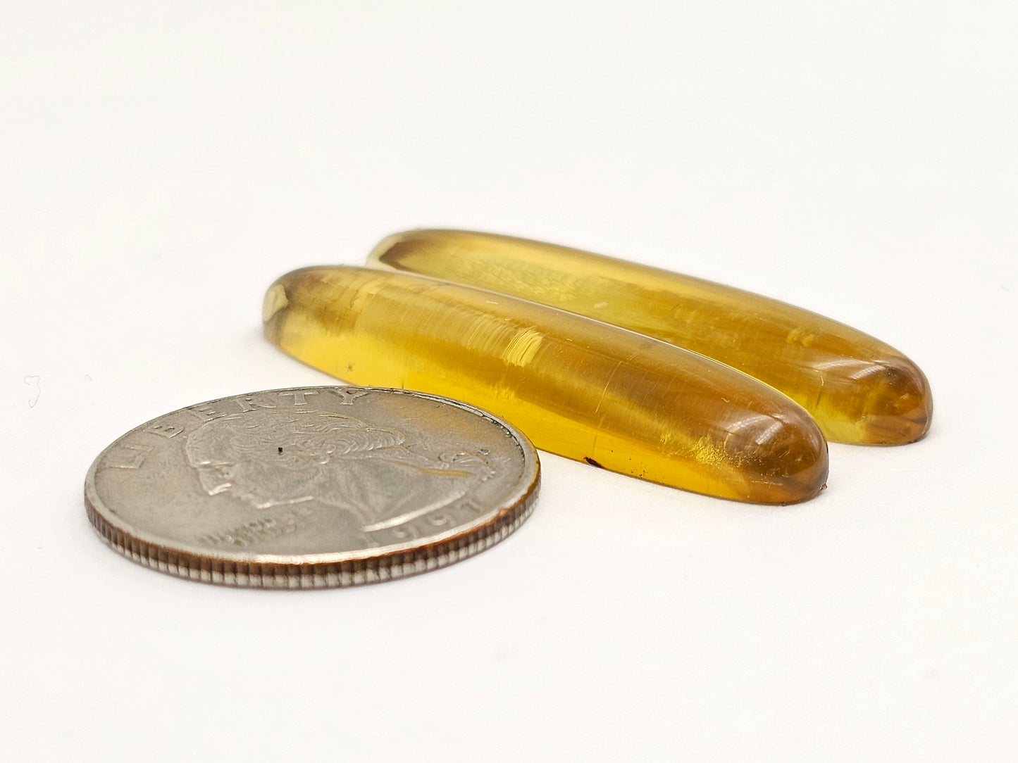 Amber Cabochon Pair