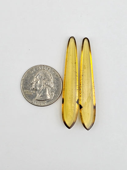 Amber Cabochon Pair
