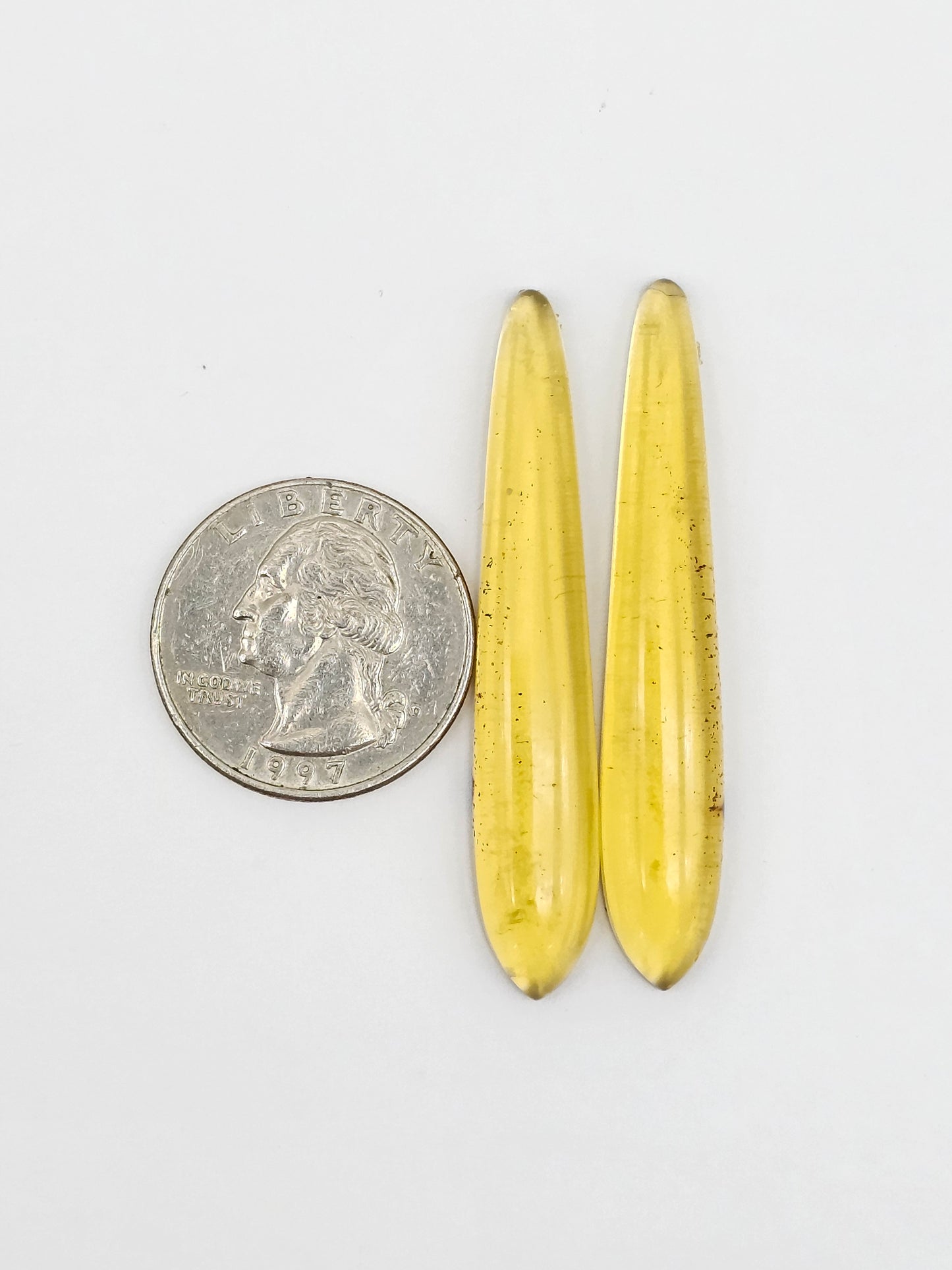 Amber Cabochon Pair