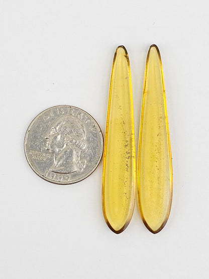 Amber Cabochon Pair