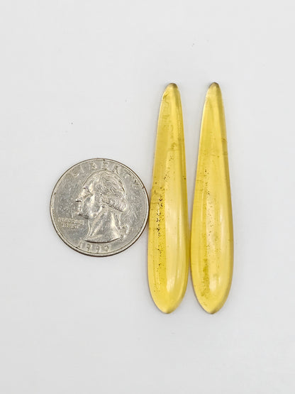 Amber Cabochon Pair