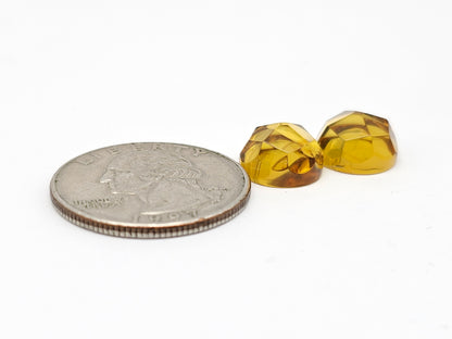 Amber Faceted Cabochon Pair
