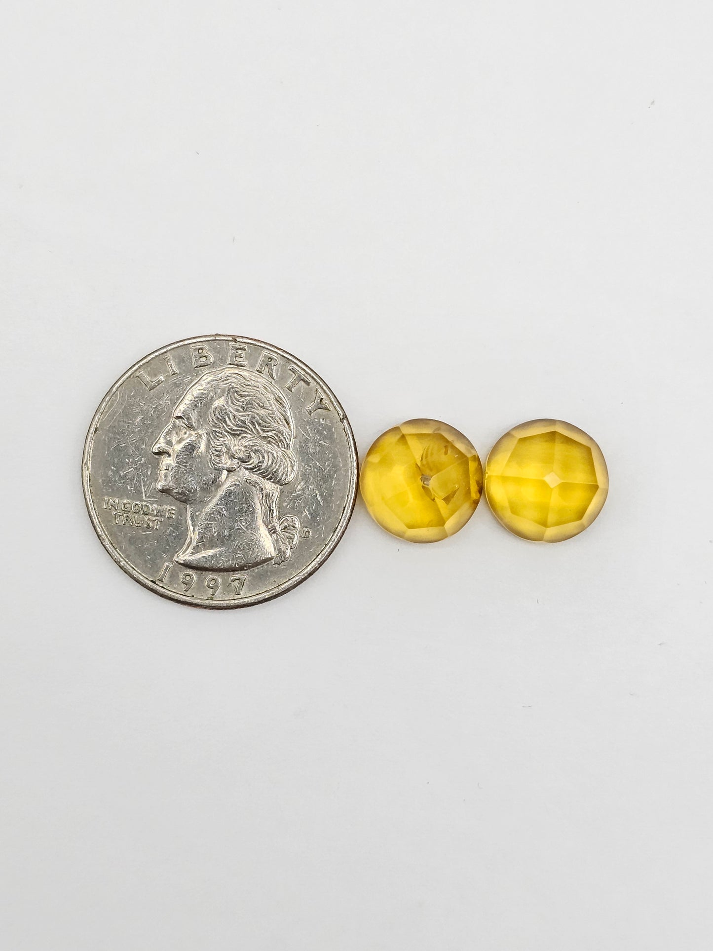 Amber Faceted Cabochon Pair