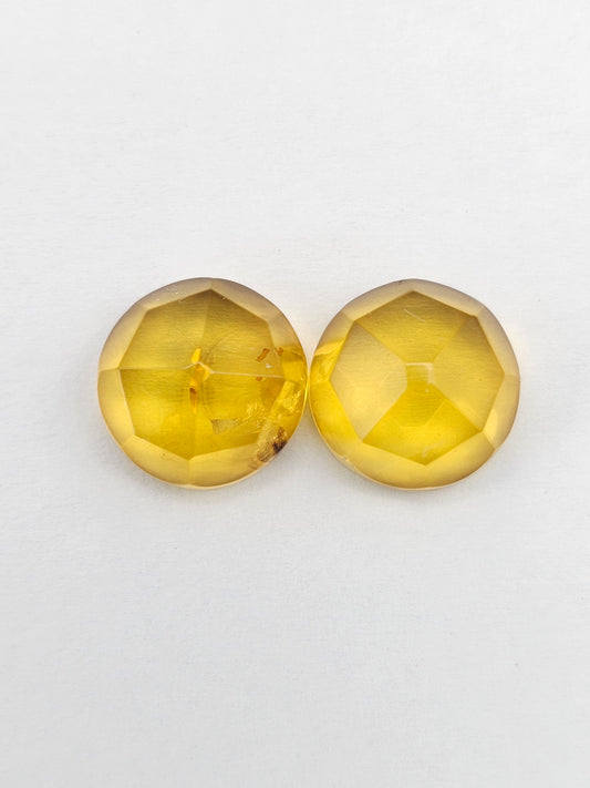 Amber Faceted Cabochon Pair