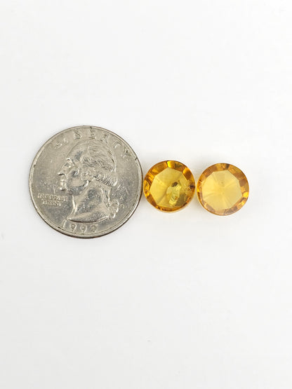 Amber Faceted Cabochon Pair