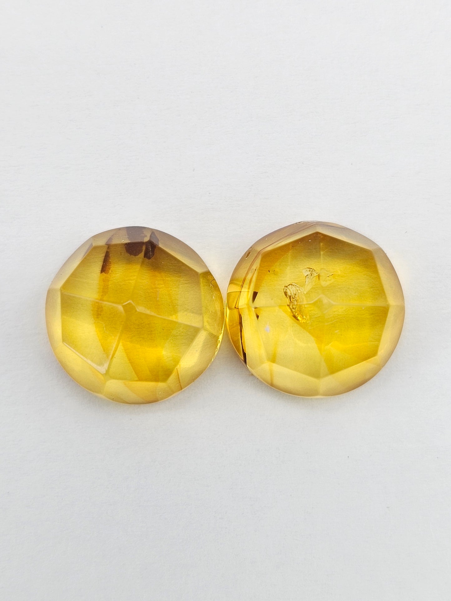 Amber Faceted Cabochon Pair
