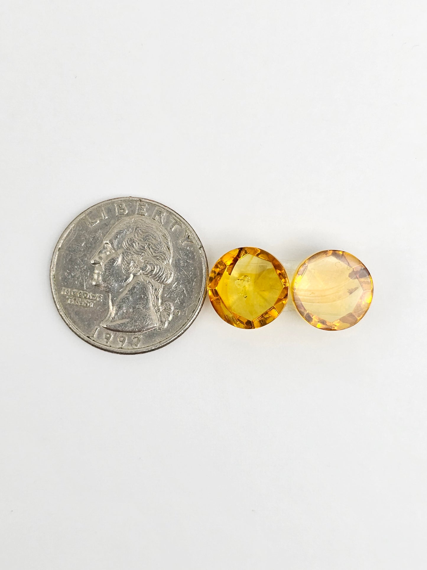 Amber Faceted Cabochon Pair
