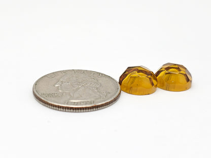 Amber Faceted Cabochon Pair