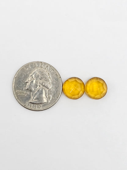 Amber Faceted Cabochon Pair