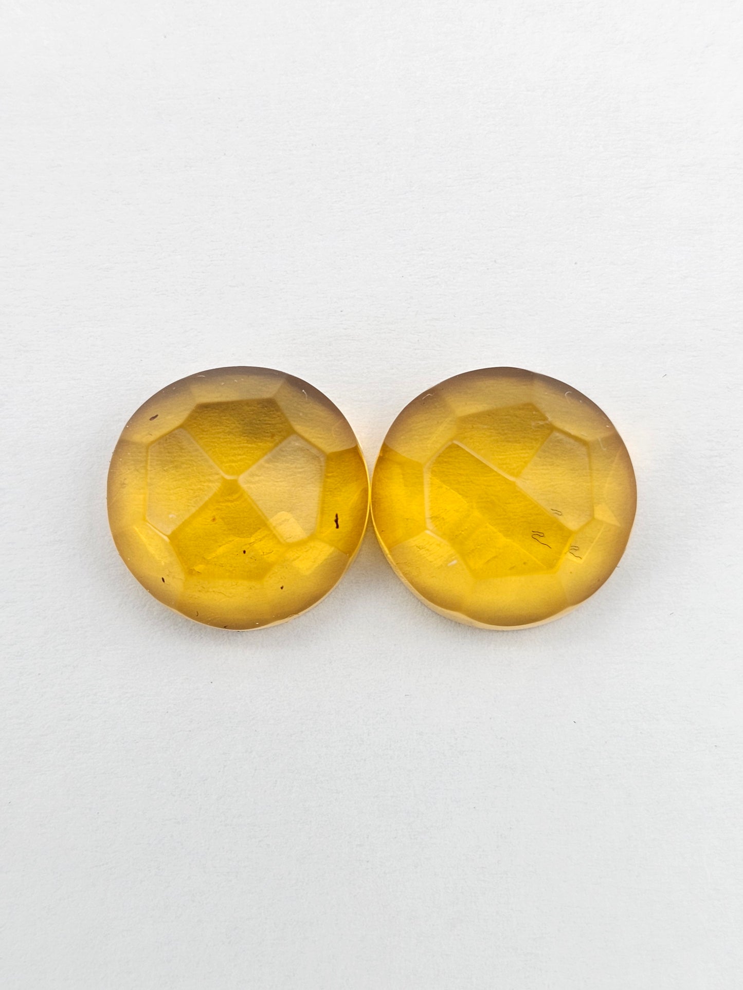 Amber Faceted Cabochon Pair