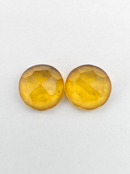 Amber Faceted Cabochon Pair