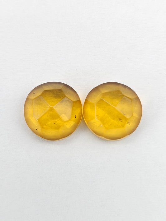Amber Faceted Cabochon Pair