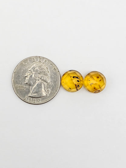Amber Faceted Cabochon Pair