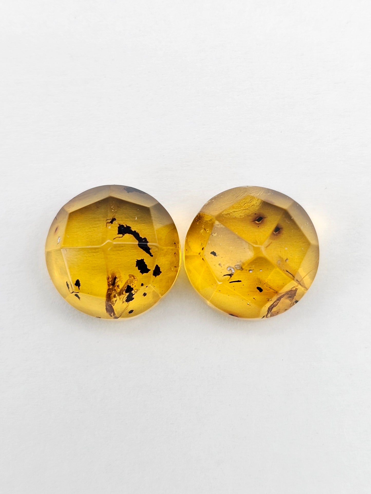 Amber Faceted Cabochon Pair