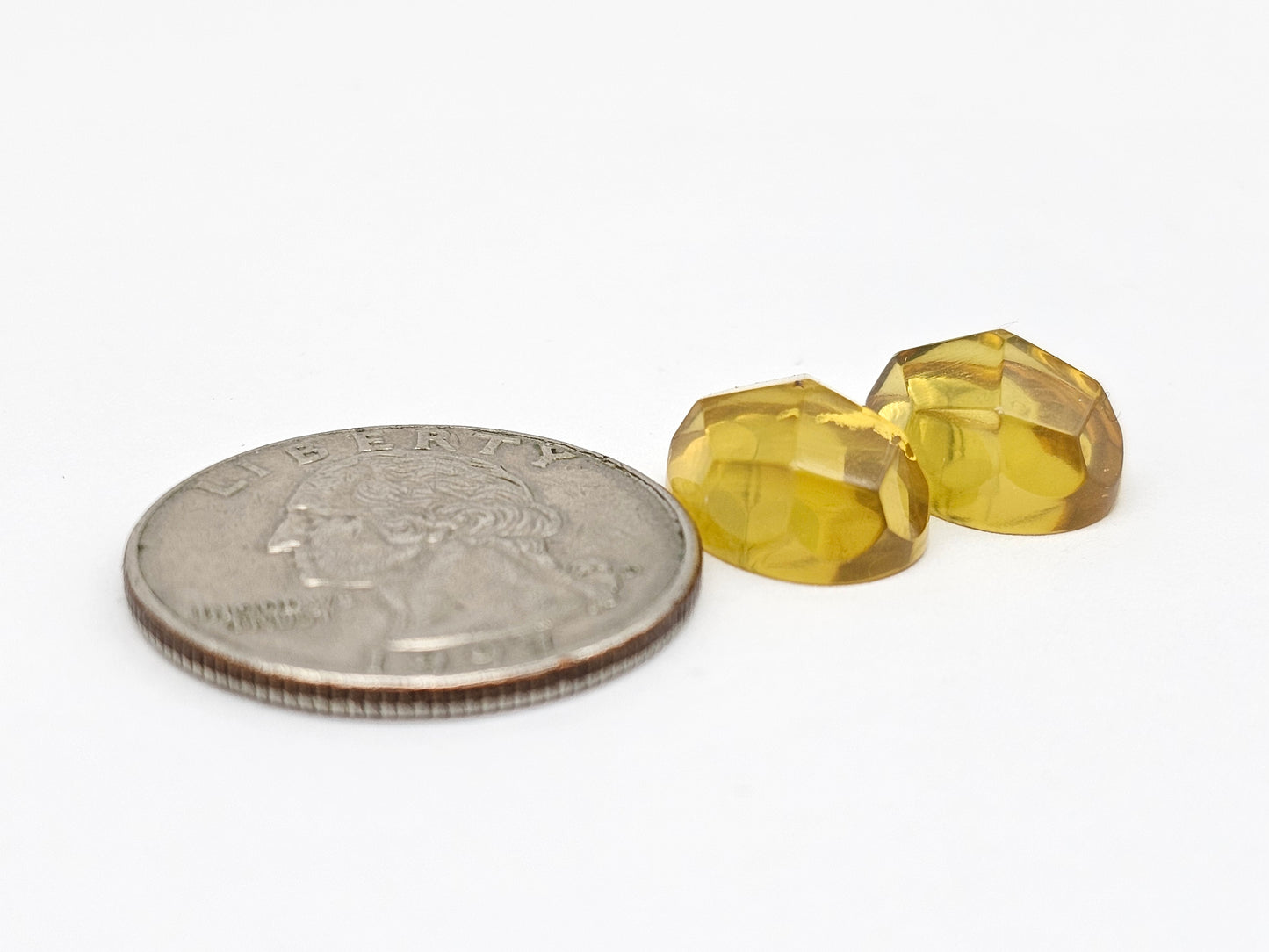 Amber Faceted Cabochon Pair