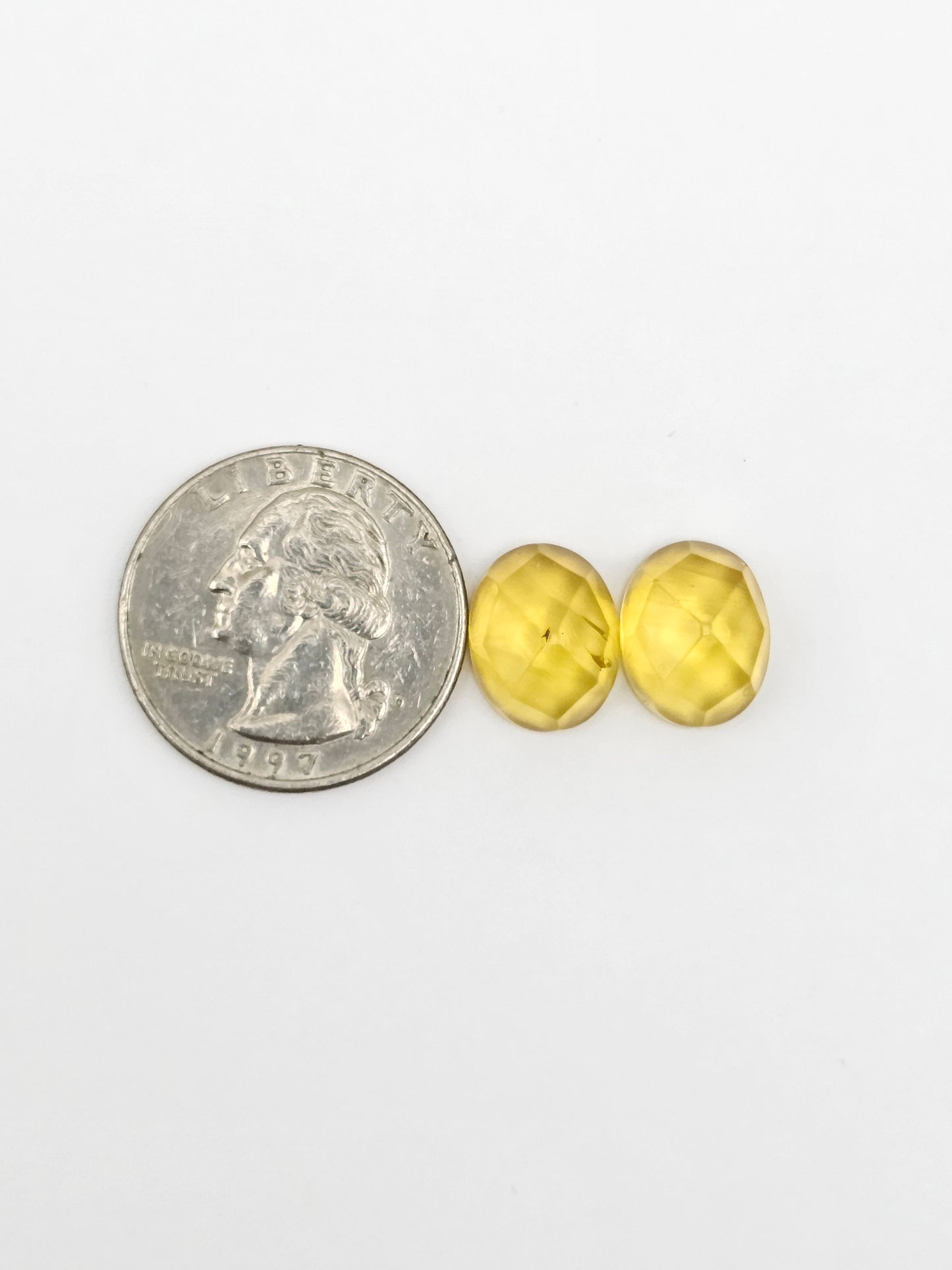 Amber Faceted Cabochon Pair