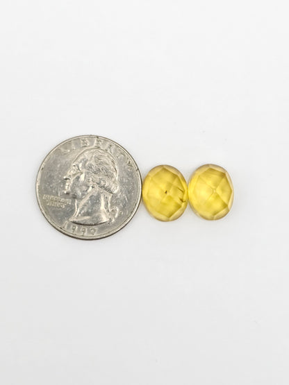 Amber Faceted Cabochon Pair