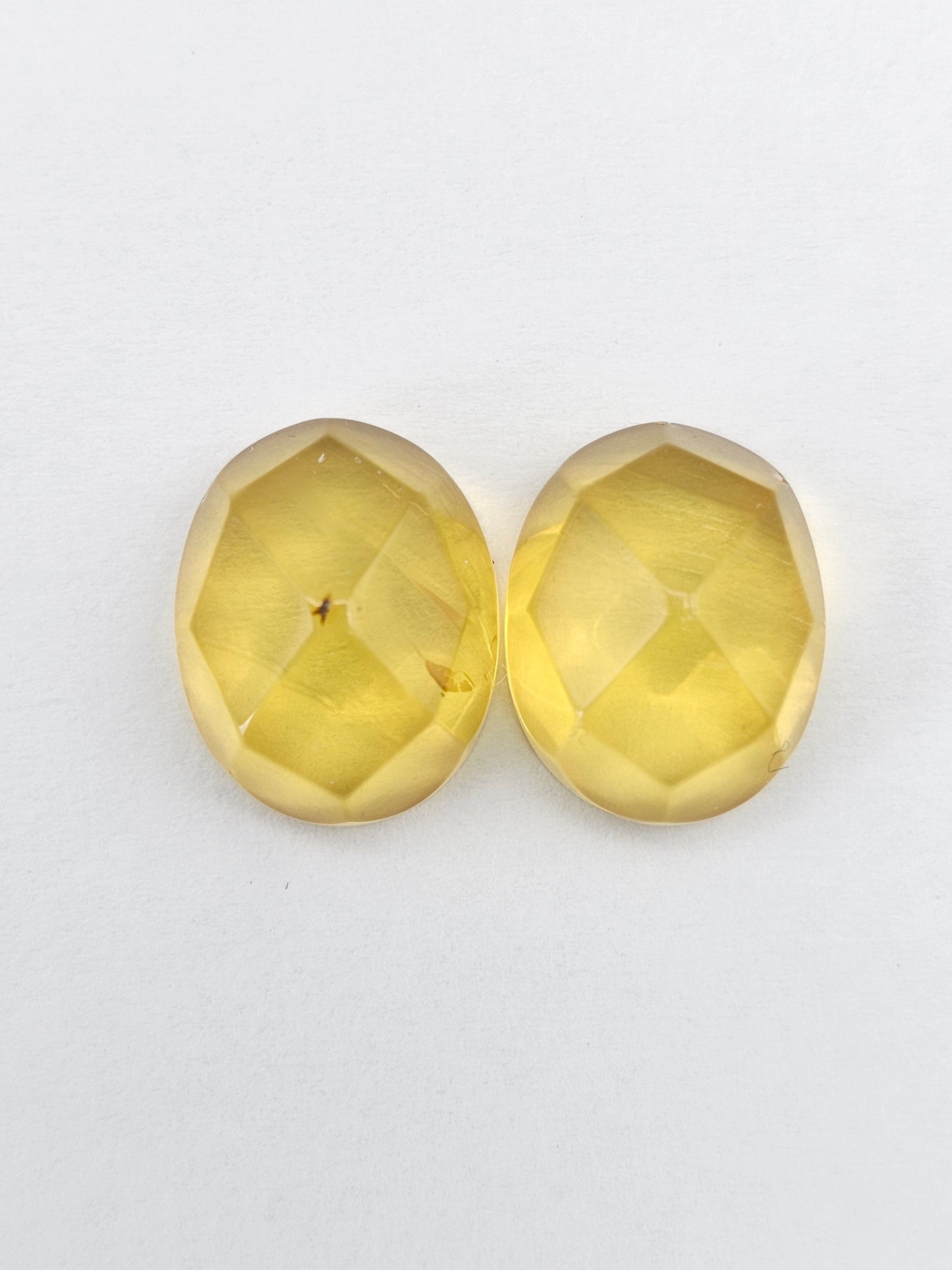 Amber Faceted Cabochon Pair