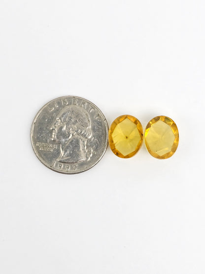 Amber Faceted Cabochon Pair