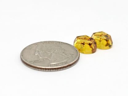 Amber Faceted Cabochon Pair