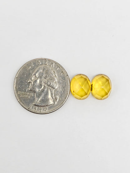 Amber Faceted Cabochon Pair