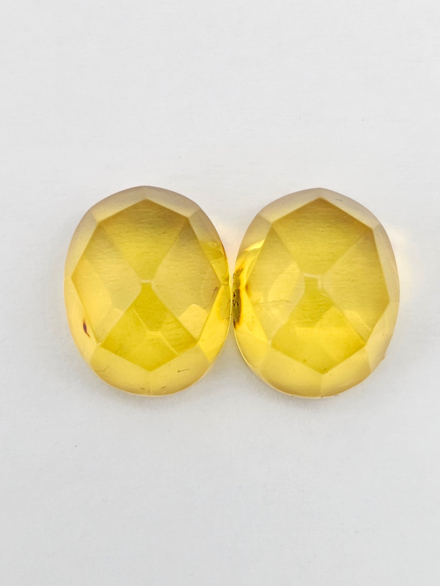 Amber Faceted Cabochon Pair