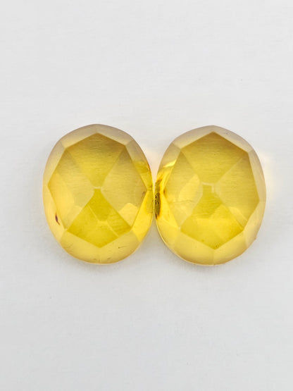 Amber Faceted Cabochon Pair