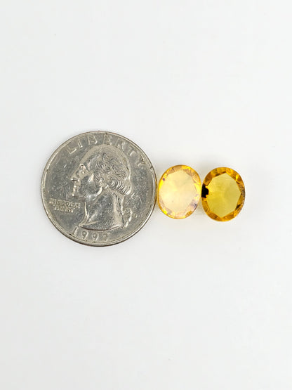 Amber Faceted Cabochon Pair