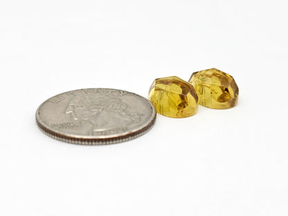 Amber Faceted Cabochon Pair